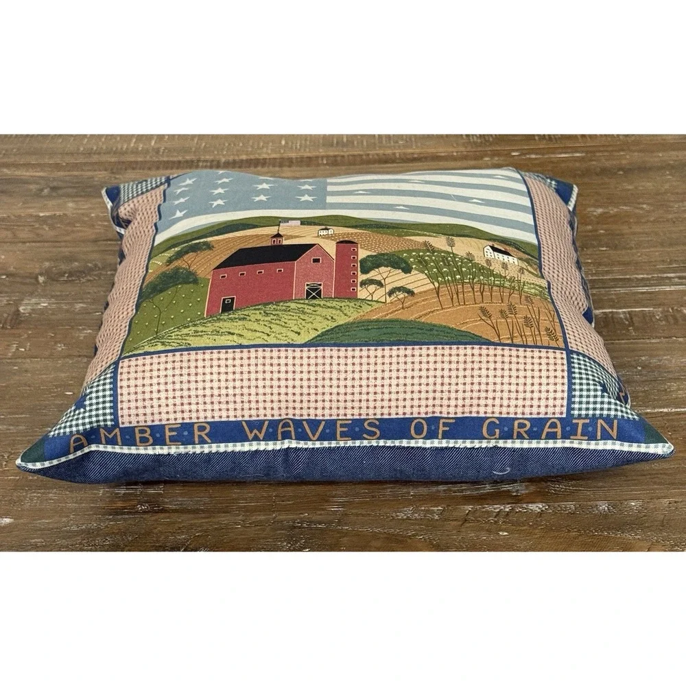 VTG America The Beautiful Throw Pillow Amber Waves of Grain Flag Country 16